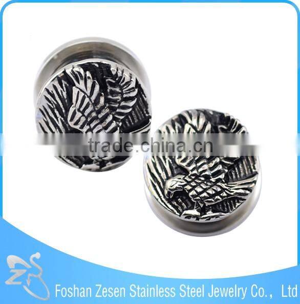 Professional factory stainless steel casting eagle ear plugs extender ear lobe piercing jewelry
