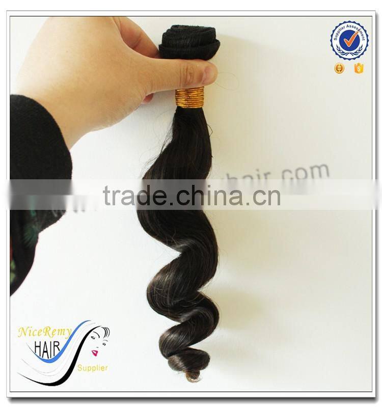 Wholesale top quality spring curl natural black hair 100% virgin human hair loose wave