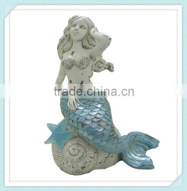 Designed home decorative polyresin led mermaid figurine