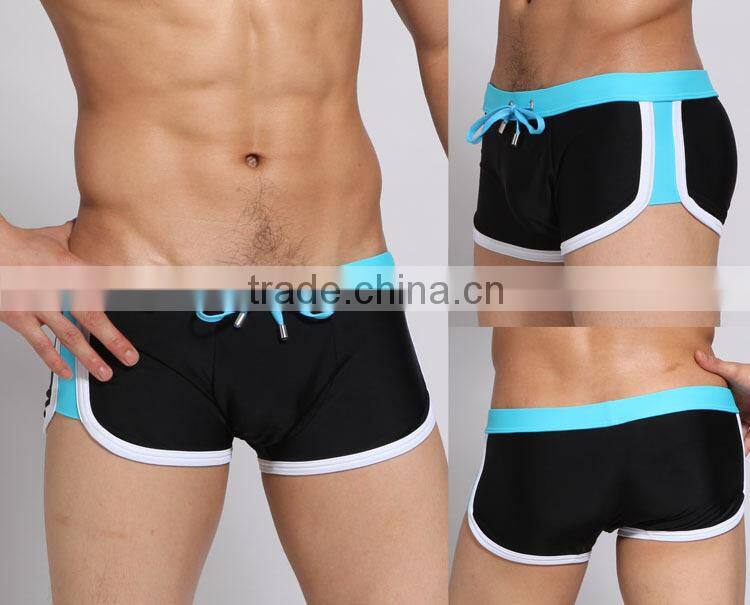 2015 Solid Men Knot Swimwear Plus size Swimwear Sexy Boxer Men Swimwear Short