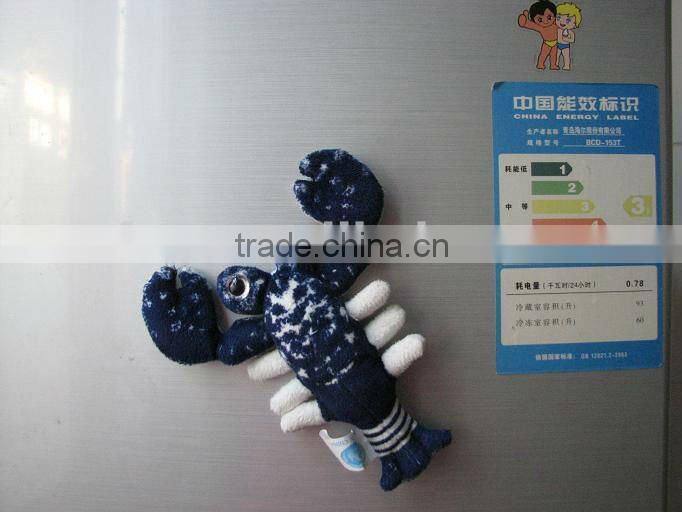 Cute big eyed lobster plush animal toy for fridge magnet