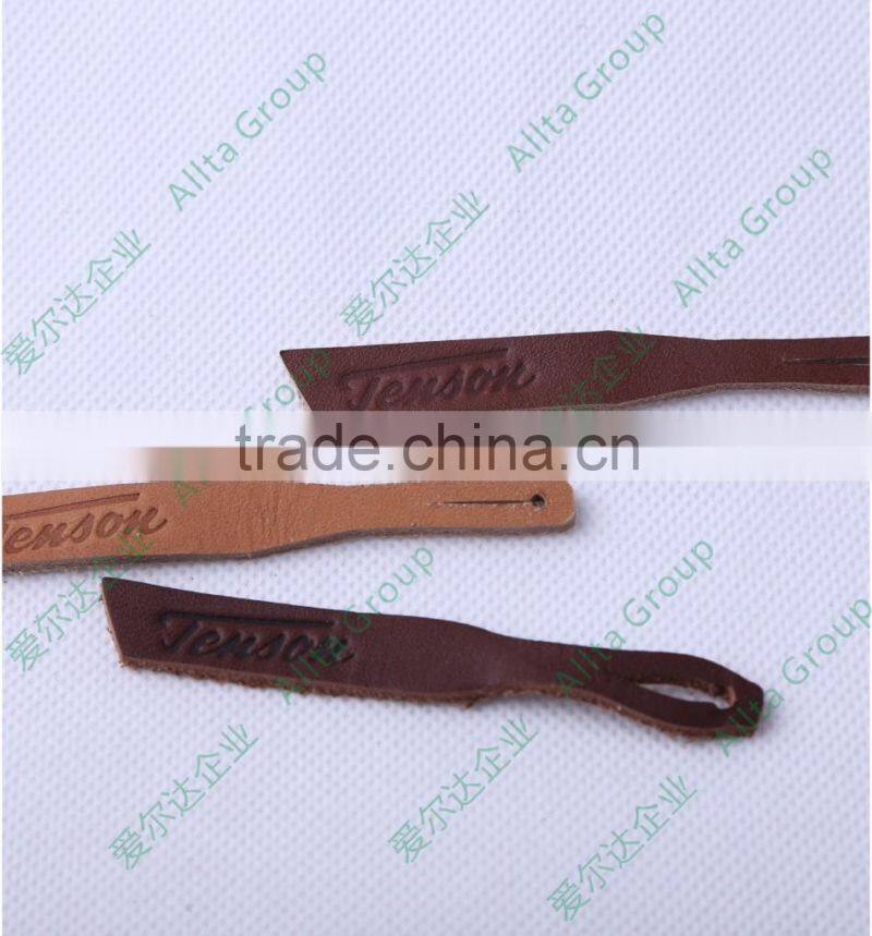 Allta Group cheap hot sale custom embossed brown color faux leather patch for hat garment bag