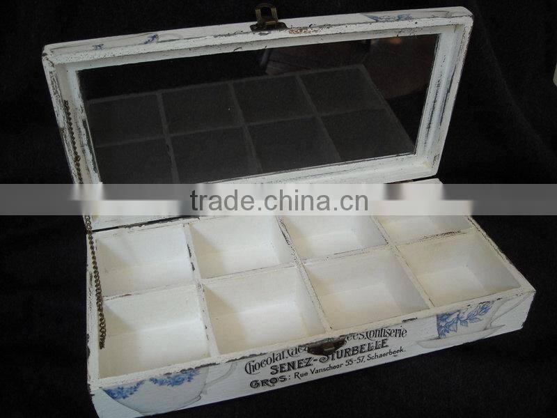 Shabby chic French style white wood sundries storage box