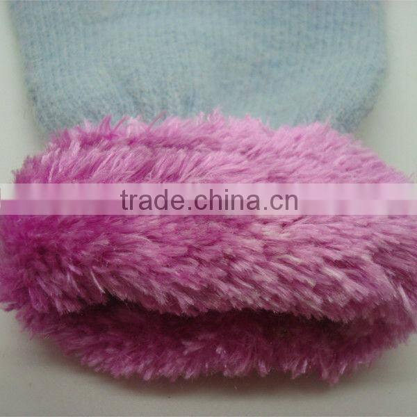 Boxi-High quality feather yarn rib rabbit fur gloves