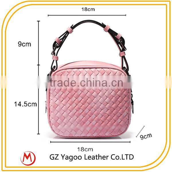Wholesale Pink Leather Woven Teen Bags