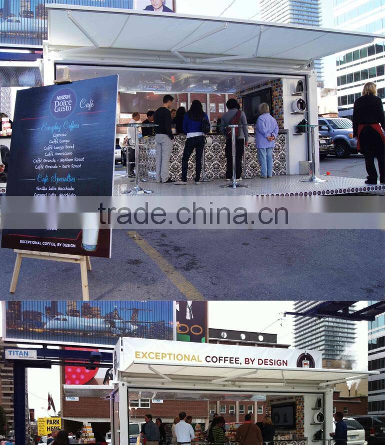 Hydraulic system 20ft shipping container cafe design/ Pop-Up mobile cafe container for sale