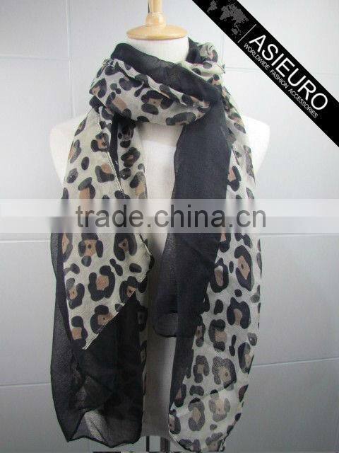 loepard Print Scarf Polyester Voile For Women AZO Free BSCI and SEDEX Audited