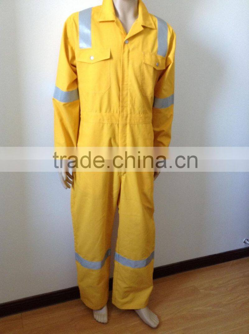 Yellow reflective overall workwear plus size