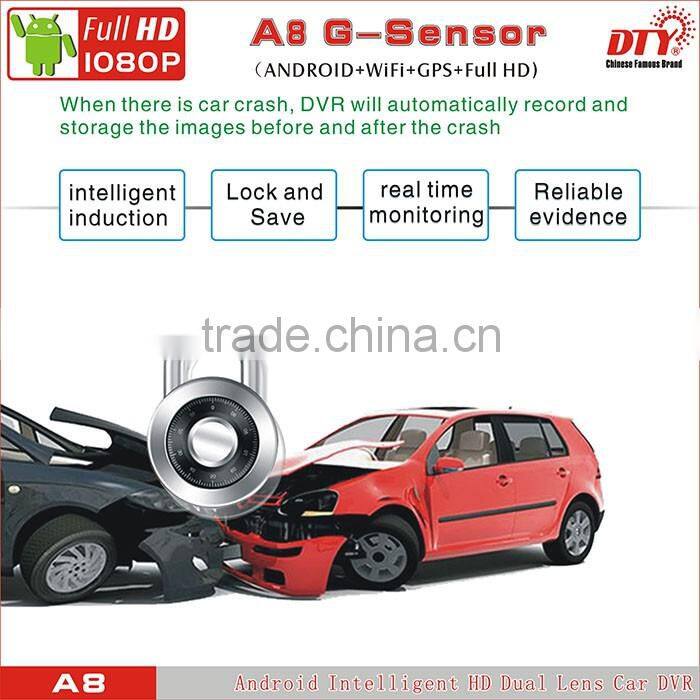 DTY Android car wireless rearview mirror with reversing camera, rear view mirror camera car dvr , A8