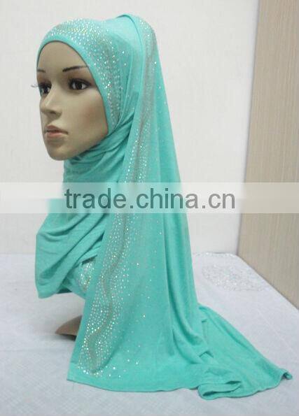 JL054 latest cotton jersey scarf with rhinestones,muslim hijab scarf