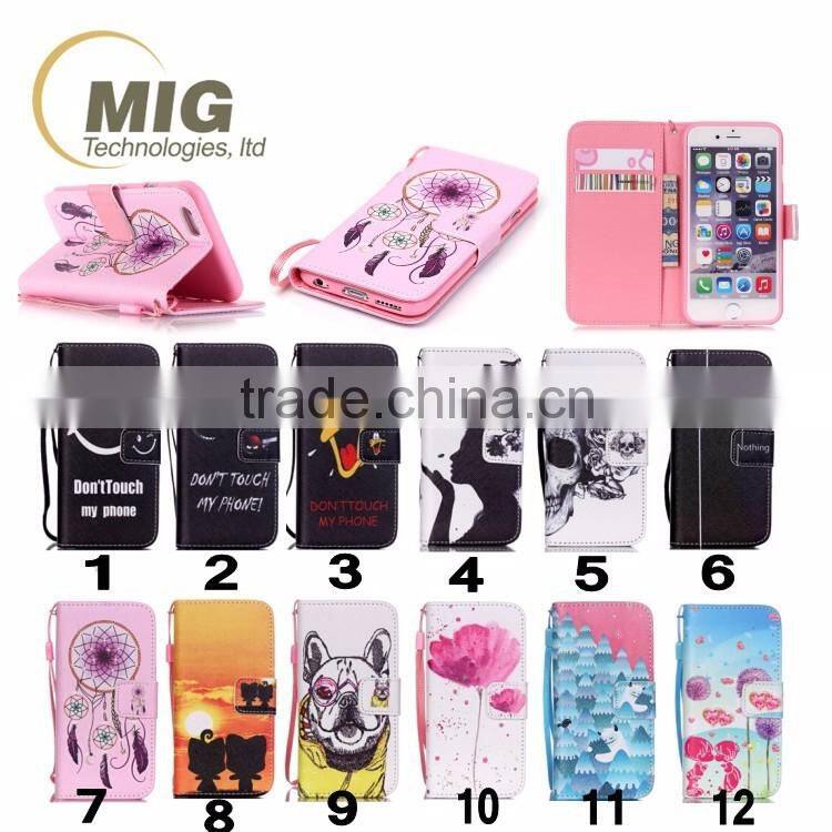 For iphone 4 / 4s / 5 / 5s / 6s / 6s plus soft silicone case inside colored drawing The wallet leather phone case