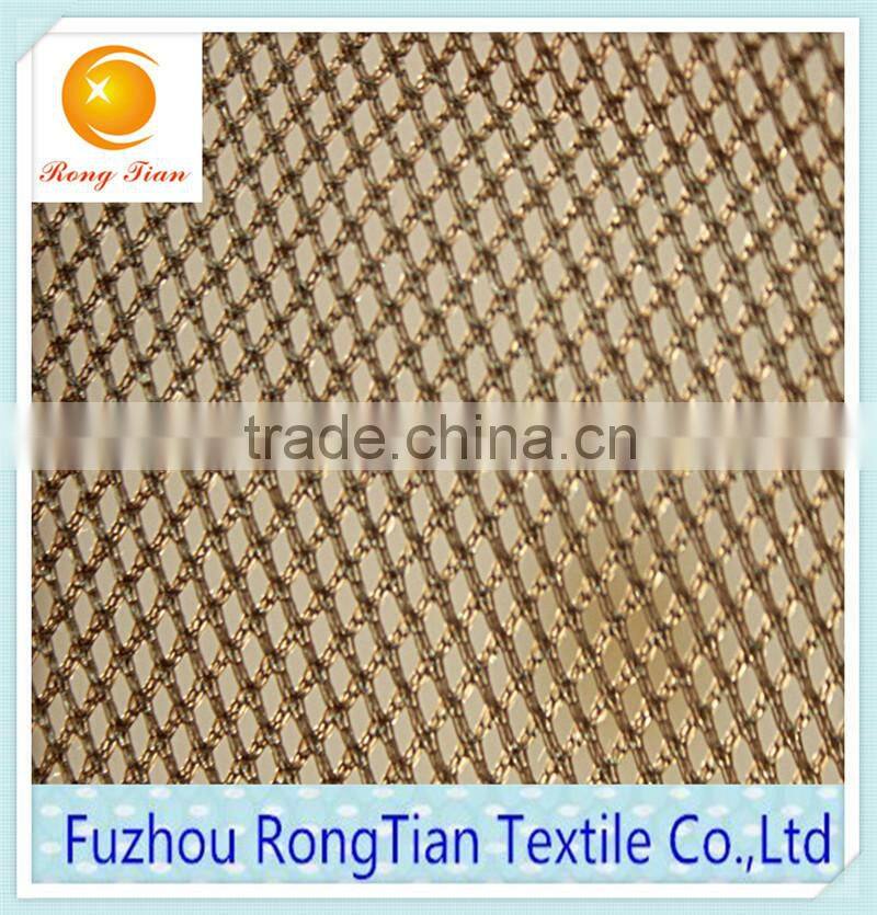 Best price polyester tricot shinny yellow diamond mesh net fabric for cloth lining