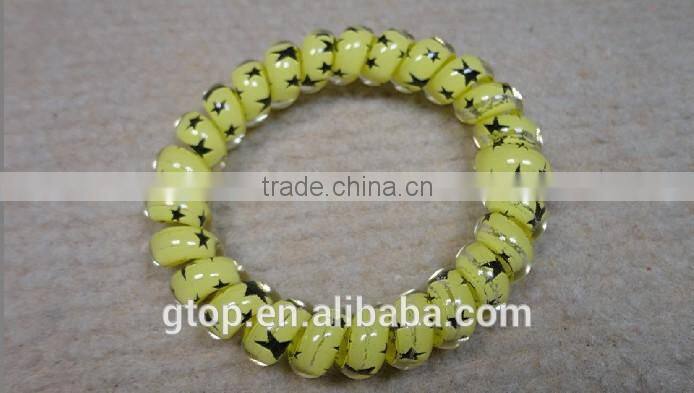 Plastic mixed color elastic quality candy cheap women telephone wire hair circle A-0004