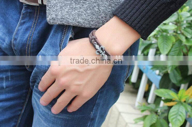 Alloy Flower Bracelet Cow Leather Wrap Bracelet Charm Bracelet Wholesale