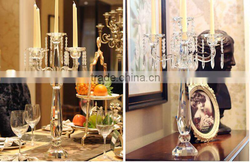Factory directly sale Guarantee quality crystal candle holder on decoration on sale