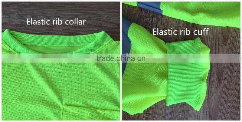 yellow reflective bird eye fabric high visibility long sleeve polo shirts
