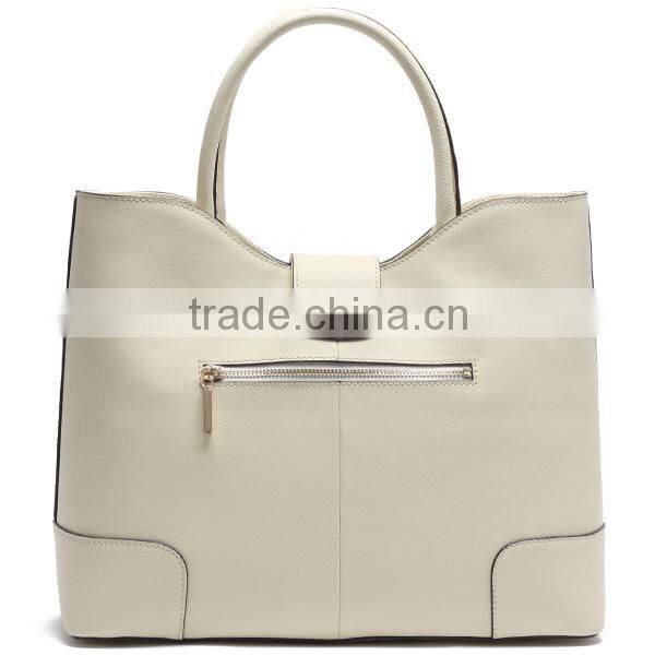S1061-A4095 100% white color genuine leather ladies handbag stylish leather messenger bags for women