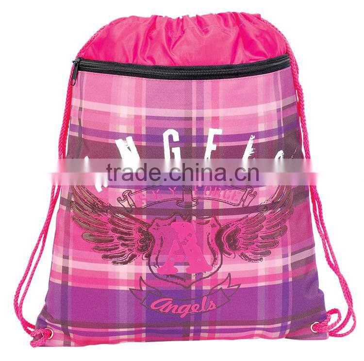 Printed Polyester shoe bag, storage pouch drawstring bag, shoes travel bag