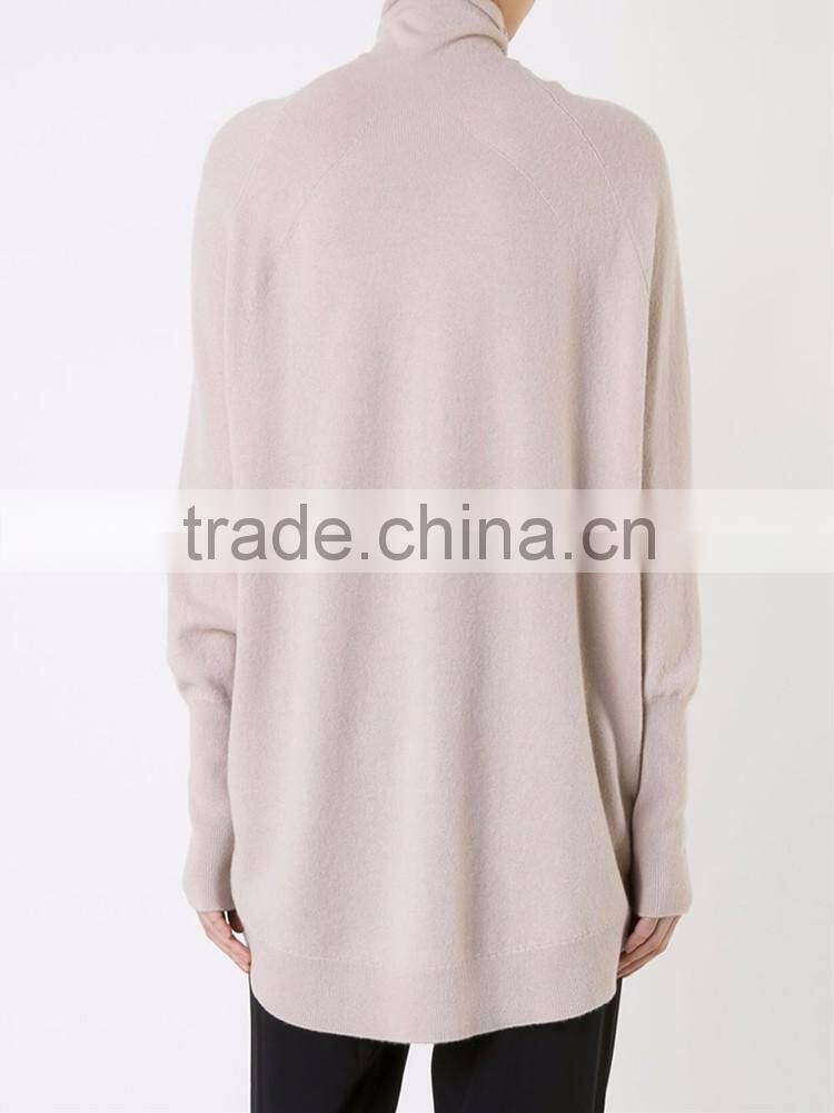 Ladies Beige cashmere turtleneck oversized jumper sweater