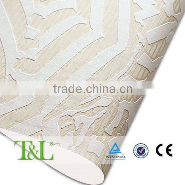2016 Shanghai wallpapers 3d nature leaf foamed non-woven wallpaper modern design