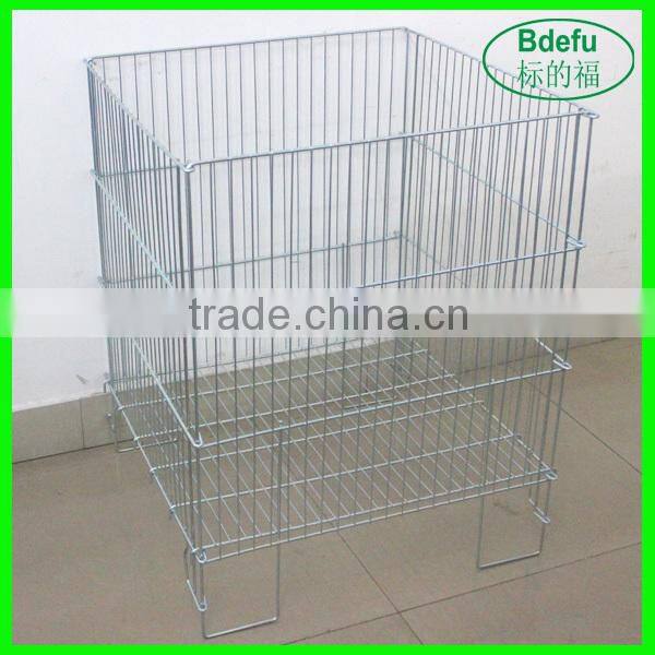 Heavy Duty Collapsible Dump Bin Metal Wire Storage Cage/Basket for Supermarket