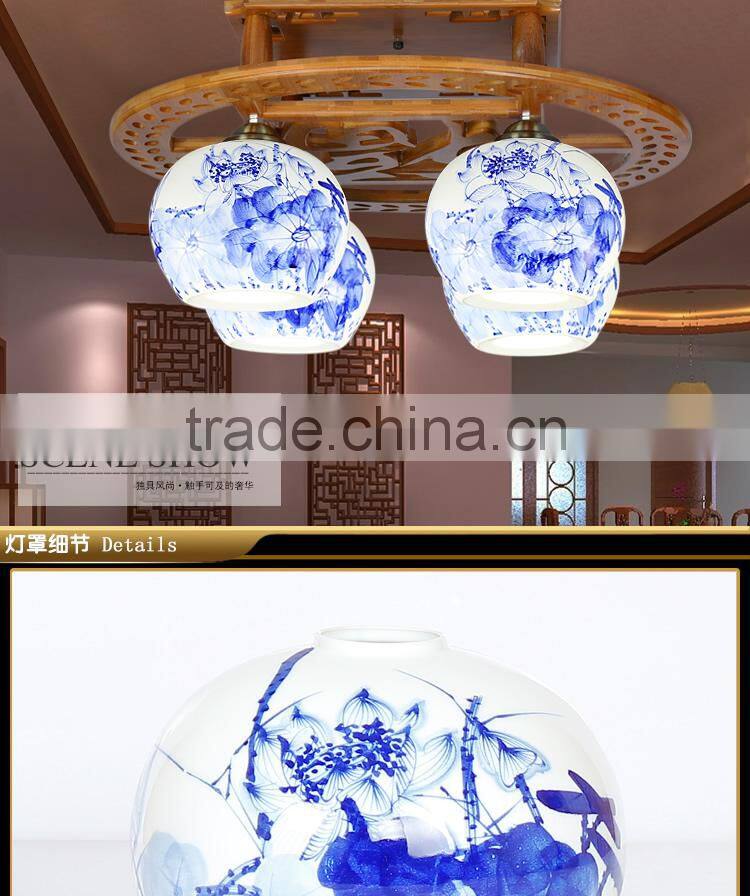 Vintage Chandelier 4 Light Classic Porcelain Wood ceiling light Hall Living Room