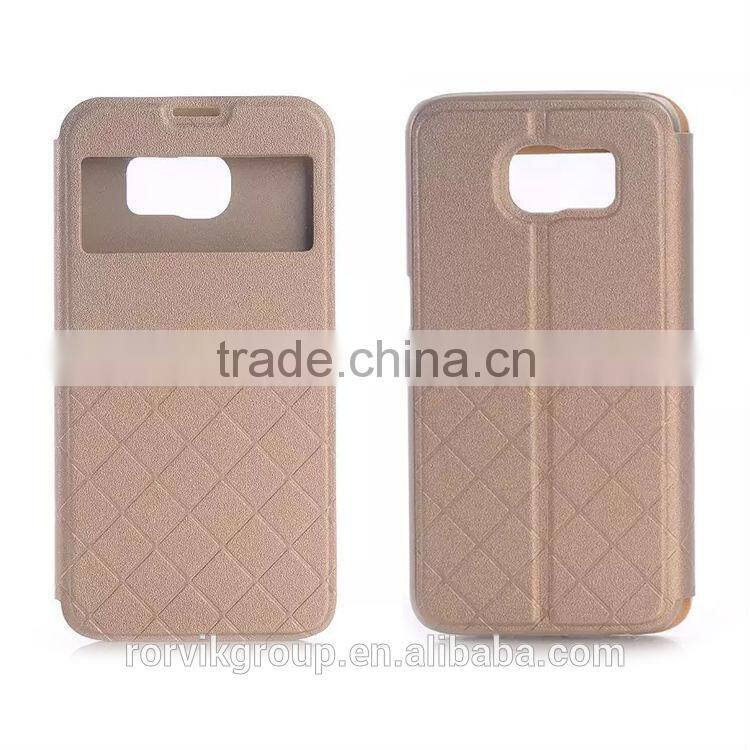 For samsung galaxy S6 window view PU leather case