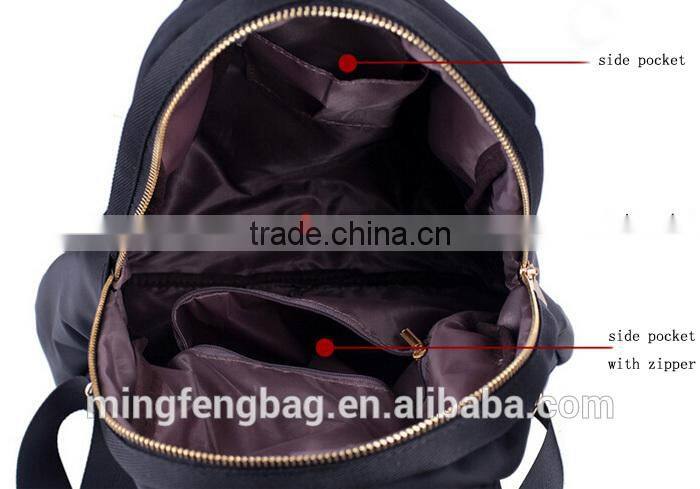 Custom Fashionable Black Canvas Tote and Shoulders Girls Backpack Bag