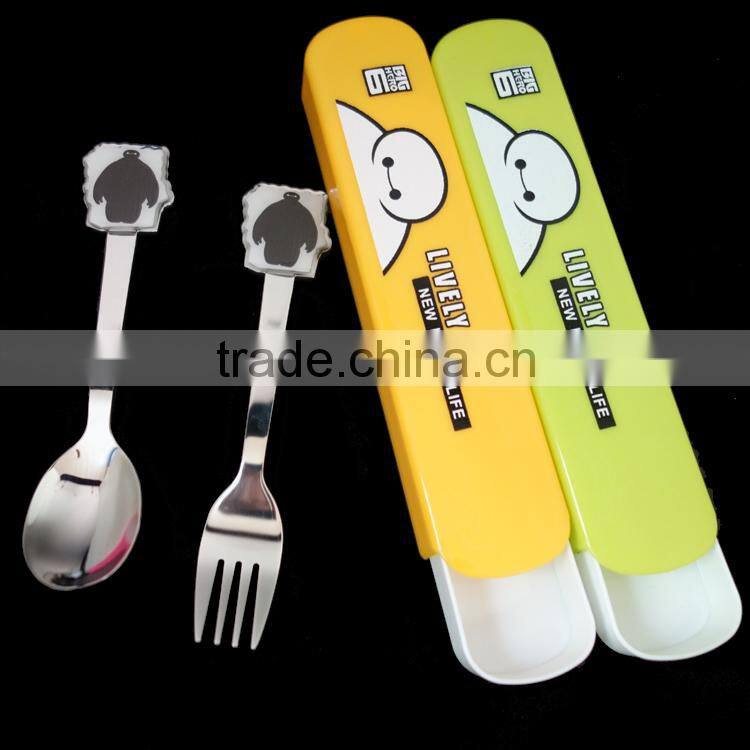 Cartoon stainless steel cutlery set with unique box