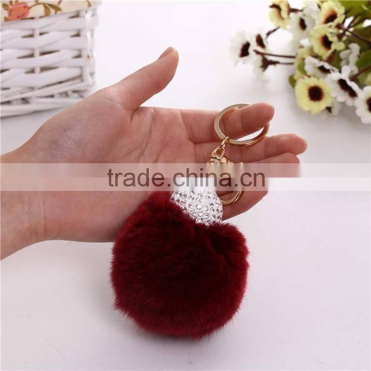 Royal Blue Rabbit Fur Pompom Valentine's Day Gift Keychain