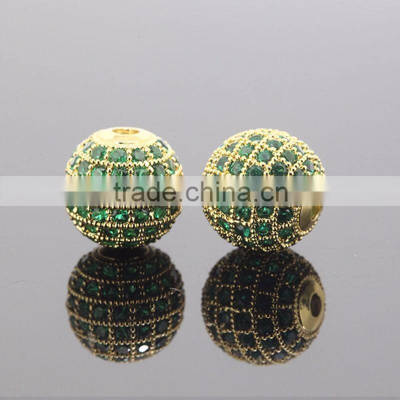 8mm Green Luster CZ Crystal Beads Jewellery Round 24k Cubic Zirconia Disco Balls