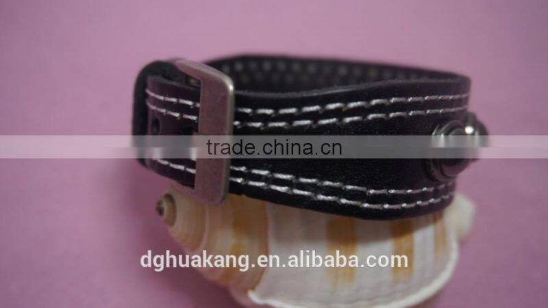 Stainless Ball Leather Bracelet Pin Buckle Closure