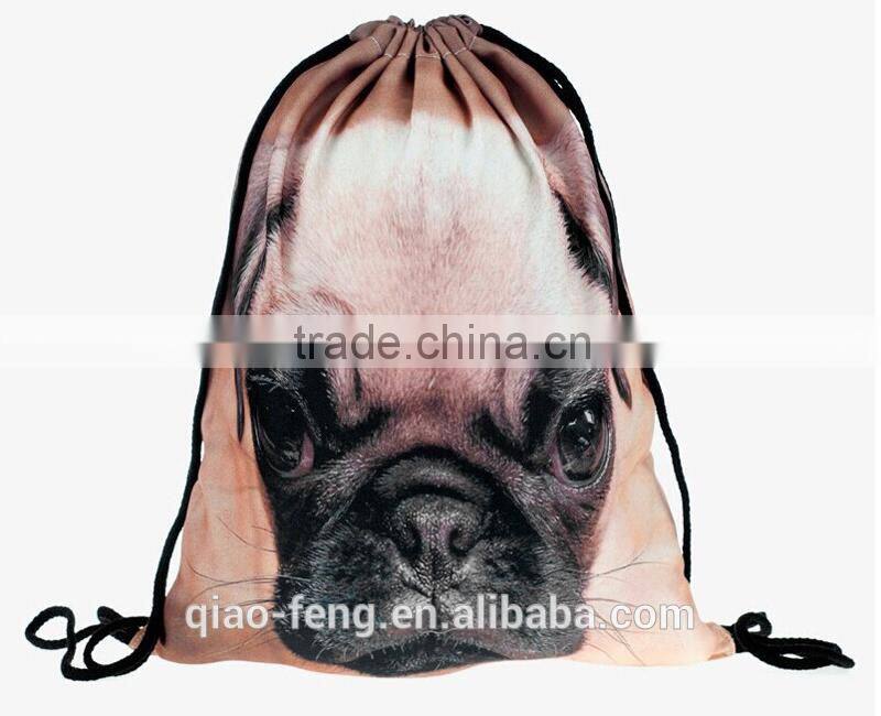 animal tiger drawstring bag/high quality newsboy bag