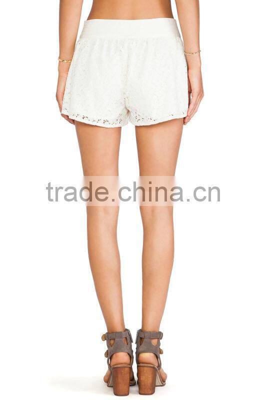 ladies crochet white lace shorts