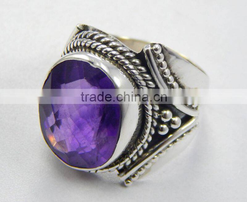 Natural faceted amethyst ring 92.5 sterling silver jewellery