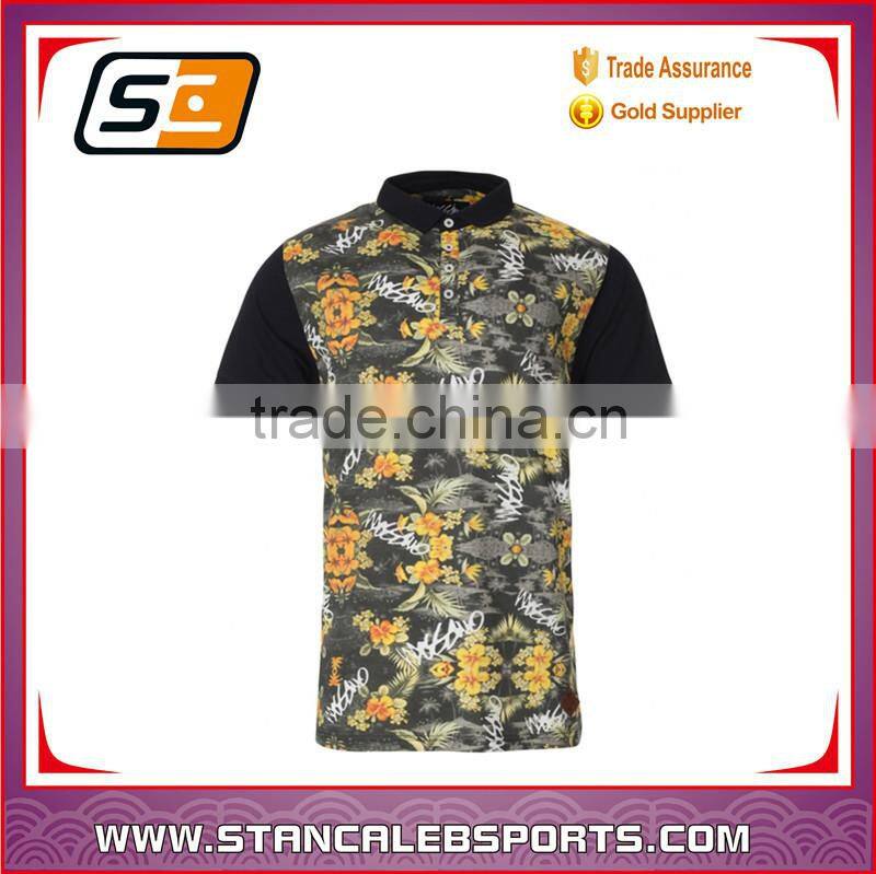 Stan Caleb custom full dye sublimation with flower men polo shirt