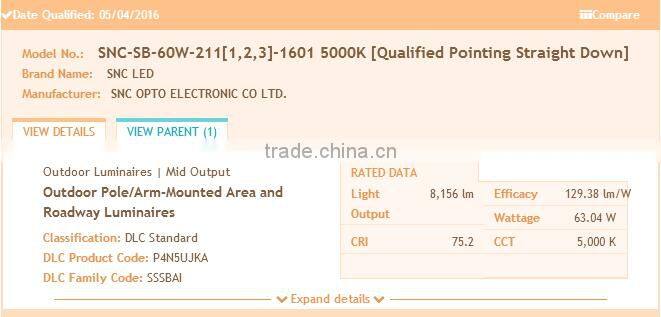 Super brightness small model led parking lot light 60W/90W/120W with DLC UL CUL listed