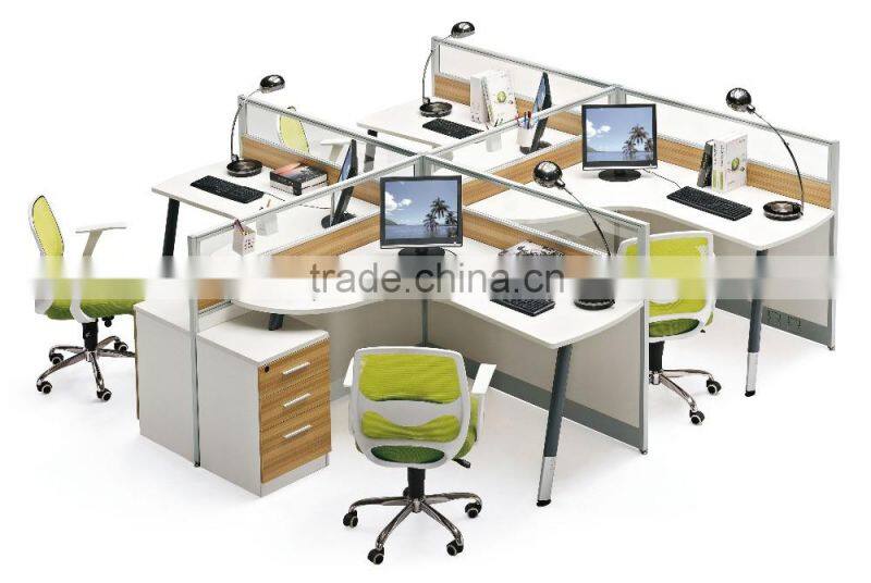 Call Center I-shape Office Table Design, Office Furniture with Cabinet for Six People