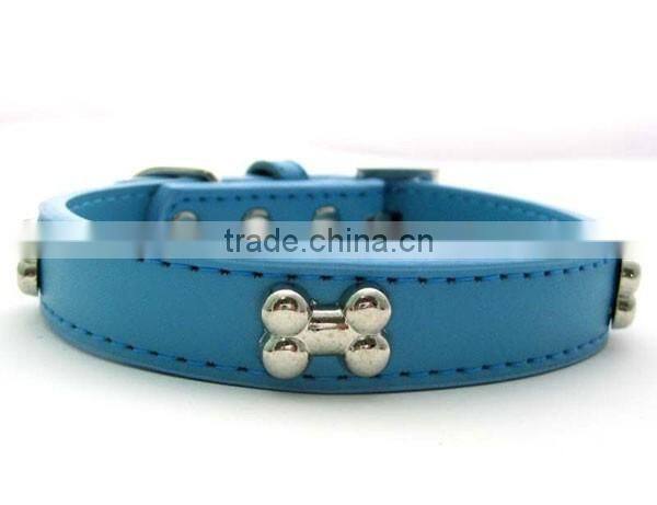 Western bone Stud Fashion Genuine Leather Pet Collars For Dog Cat