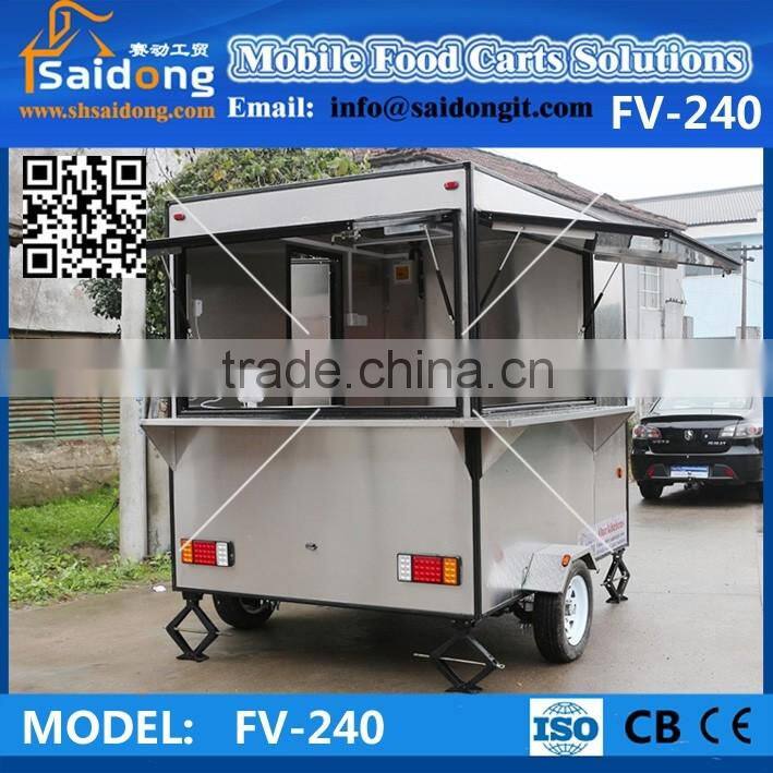 Commercial food cart for selling ice cream stainless steel composite panel high quality food van trailer