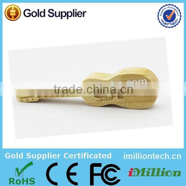 Wooden Guitar Shape USB, Guitar Wooden USB Drive, Wooden USB Guitar Shape with Silk Imprint or Engraved