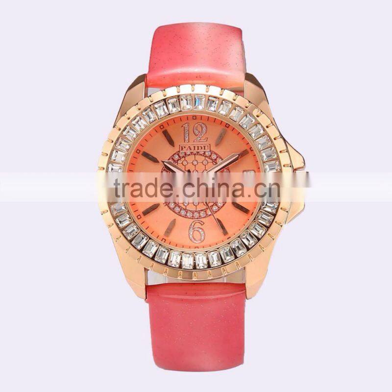 New Gold steel watches Luxury Women Watch calendar diamond lady watch