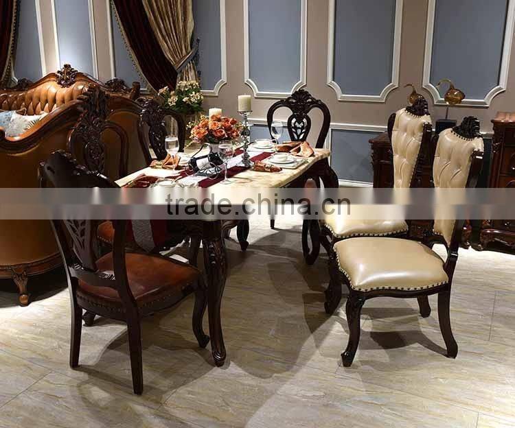 Elegant white dining room sets european style wood carved dining table chairs