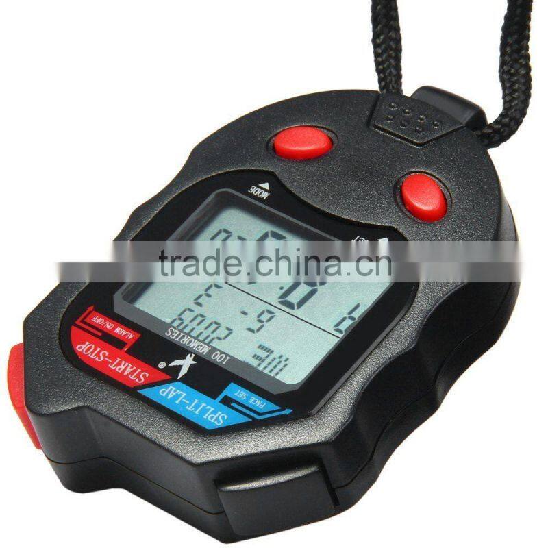 3-Row 100 Memories LCD Digital Sports Training Stopwatch with Calendar PC100D