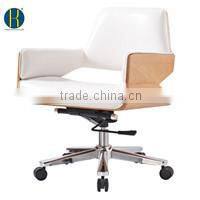 Replica Inspired Designer Shell Chair - Walnut & Black Leather New HY2007