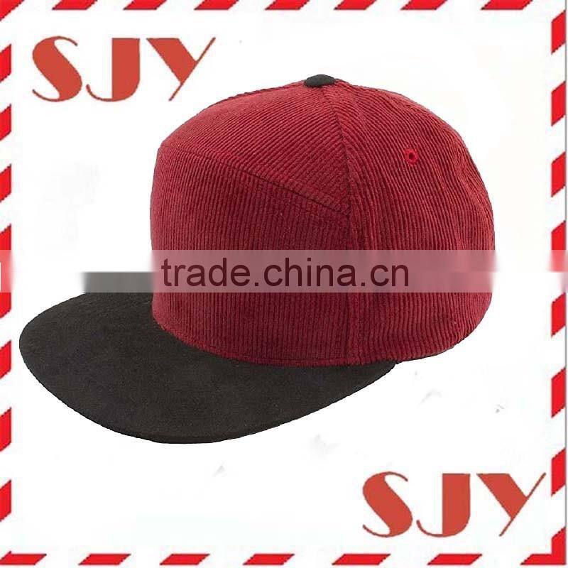 Vintage Corduroy Suede Flat Bill Brim Snapback Baseball Cap