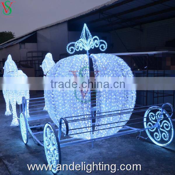 Hot sell outdoor Christmas lights 3D acrylic pumpkin horse carriage decoration light