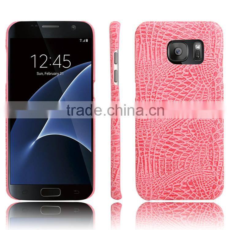 Fashion Hard Back Case Cover for Samsung Galaxy S7 Edge PU Leather CROCO Casing