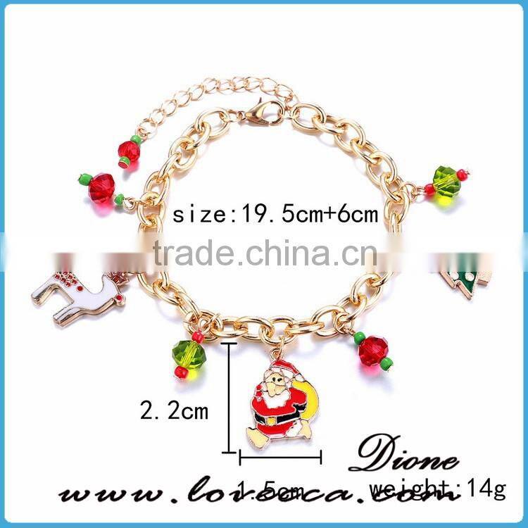 fashion design various colorful charm bracelet ,snowman,deer,XMAS tree charms