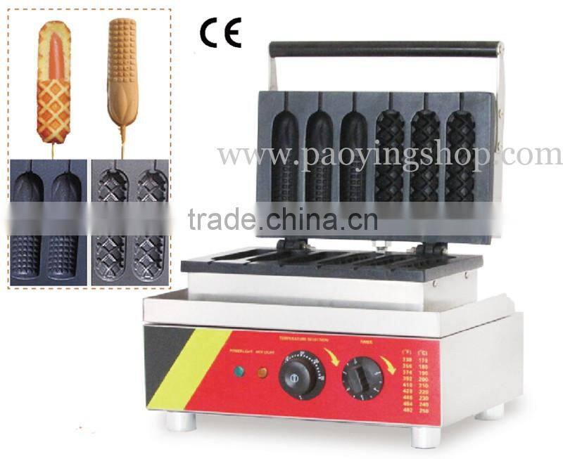 6pcs Commercial Use Non-stick 110v 220v Electric Lolly Waffle Dog Maker